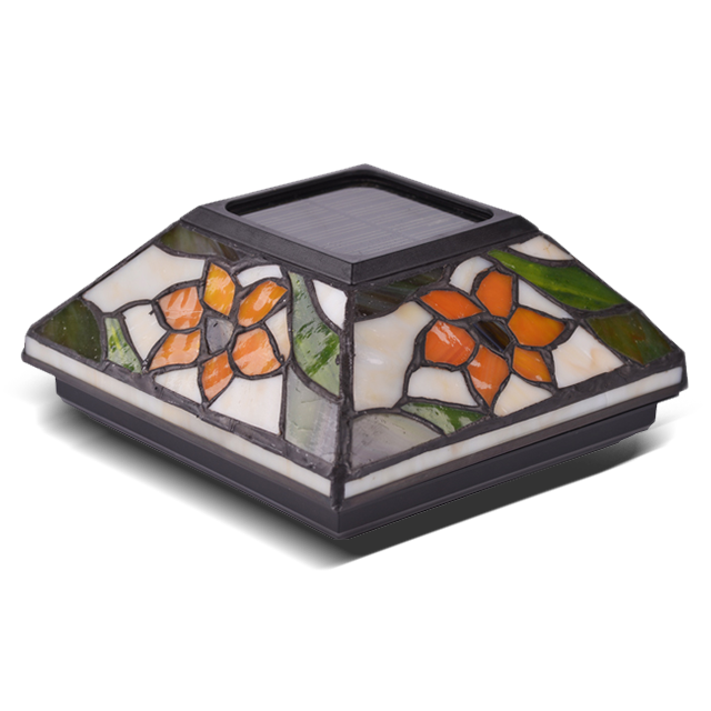 2211-F5 Tiffany Glass Solar Outdoor -pylväsvalaisin 2211-F5 Tiffany Glass Solar Outdoor -pylväsvalaisin